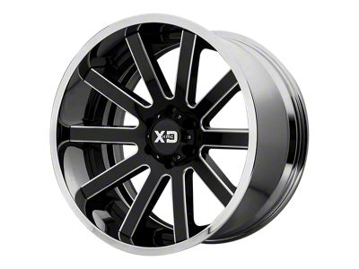 XD Heist Gloss Black Milled Center with Chrome Lip Wheel; 20x10 (20-24 Jeep Gladiator JT)