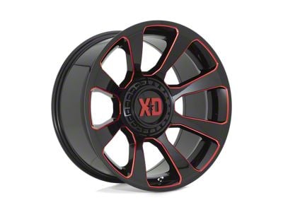 XD Reactor Gloss Black Milled with Red Tint Wheel; 20x9; 0mm Offset (20-24 Jeep Gladiator JT)