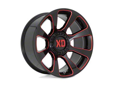 XD Reactor Gloss Black Milled with Red Tint Wheel; 20x10 (20-24 Jeep Gladiator JT)