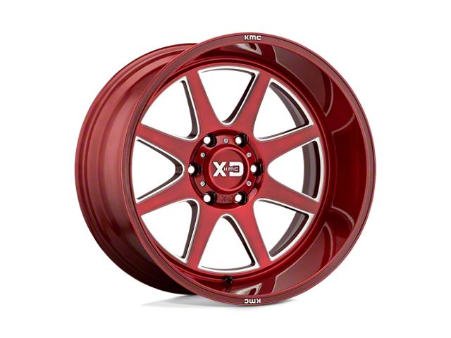 XD Pike Brushed Red with Milled Accent Wheel; 20x10 (22-24 Jeep Grand Cherokee WL)