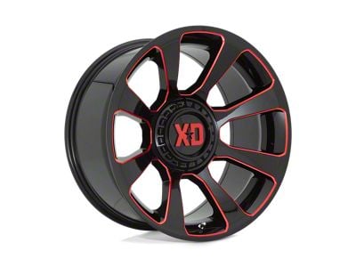 XD Reactor Gloss Black Milled with Red Tint Wheel; 20x9 (22-24 Jeep Grand Cherokee WL)