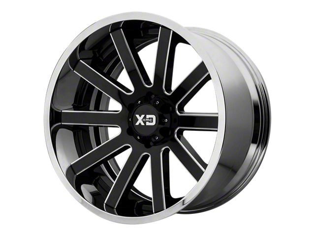 XD Heist Gloss Black Milled Center with Chrome Lip Wheel; 20x12 (99-04 Jeep Grand Cherokee WJ)