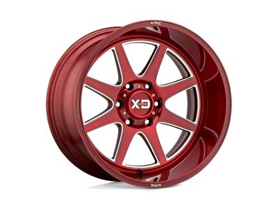 XD Pike Brushed Red with Milled Accent Wheel; 20x9; 0mm Offset (99-04 Jeep Grand Cherokee WJ)