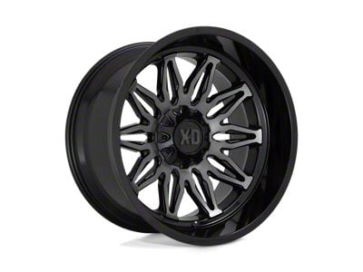 XD Gunner Gloss Black Machined with Gray Tint Wheel; 22x10; -18mm Offset (05-10 Jeep Grand Cherokee WK)