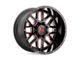 XD Grenade Satin Black Milled with Red Clear Coat Wheel; 20x10; -24mm Offset (11-21 Jeep Grand Cherokee WK2)