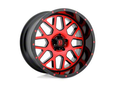 XD Grenade Satin Black Machined Face with Red Tinted Clear Coat Wheel; 20x10; -24mm Offset (18-24 Jeep Wrangler JL)