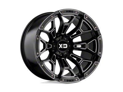 XD Boneyard Gloss Black Milled Wheel; 20x12; -44mm Offset (07-18 Jeep Wrangler JK)