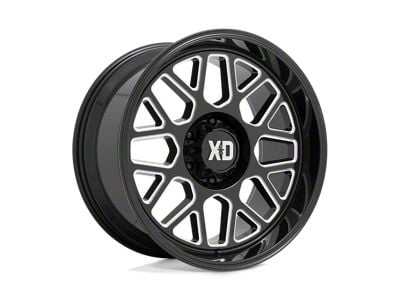 XD Grenade 2 Gloss Black Milled Wheel; 20x12 (07-18 Jeep Wrangler JK)