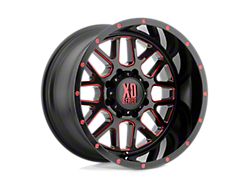 XD Grenade Satin Black Milled with Red Clear Coat Wheel; 20x9; 0mm Offset (07-18 Jeep Wrangler JK)