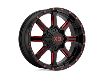 XD Mammoth Gloss Black Milled with Red Tint Wheel; 20x10 (07-18 Jeep Wrangler JK)