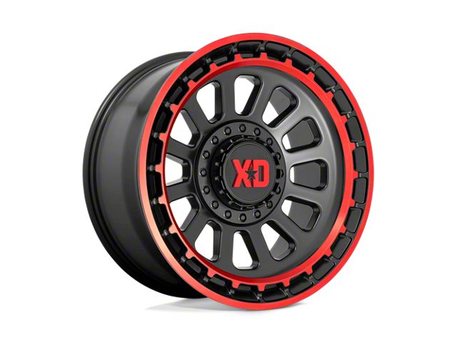 XD Omega Satin Black Machined Lip with Red Tint Wheel; 20x10 (07-18 Jeep Wrangler JK)