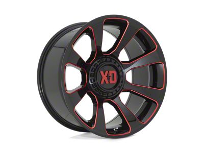 XD Reactor Gloss Black Milled with Red Tint Wheel; 20x9; 0mm Offset (18-24 Jeep Wrangler JL)