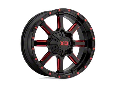 XD Mammoth Gloss Black Milled with Red Tint Wheel; 20x10; -18mm Offset (18-24 Jeep Wrangler JL)