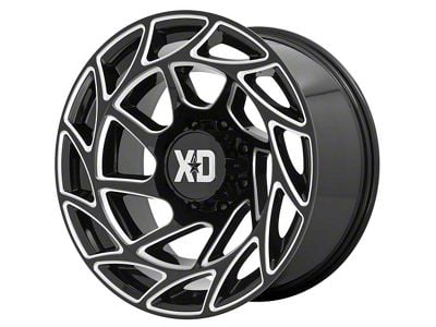 XD Onslaught Gloss Black Milled Wheel; 17x9; -12mm Offset (18-24 Jeep Wrangler JL)