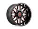 XD Grenade Satin Black Milled with Red Clear Coat 6-Lug Wheel; 20x12; -44mm Offset (16-23 Tacoma)