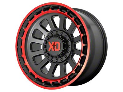 XD Omega Satin Black Machined Lip Red Tint 6-Lug Wheel; 20x10; -18mm Offset (16-23 Tacoma)