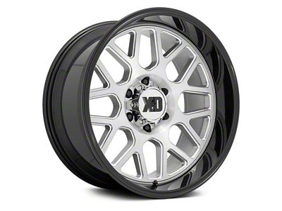 XD Grenade 2 Brushed Milled with Gloss Black Lip 6-Lug Wheel; 22x12; -44mm Offset (17-24 Titan)