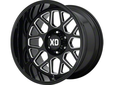 XD Grenade 2 Gloss Black Milled 6-Lug Wheel; 22x12; -44mm Offset (16-24 Titan XD)