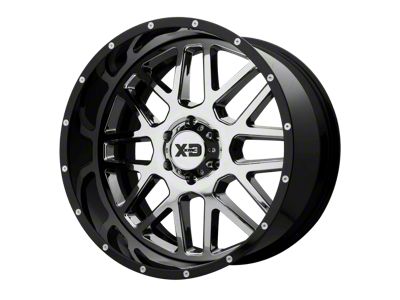 XD Grenade Chrome Center with Gloss Black Milled Lip 6-Lug Wheel; 20x10; -18mm Offset (16-24 Titan XD)