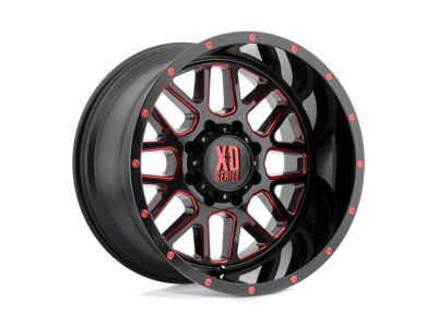 XD Grenade Satin Black Milled with Red Clear Coat 6-Lug Wheel; 20x12; -44mm Offset (16-24 Titan XD)