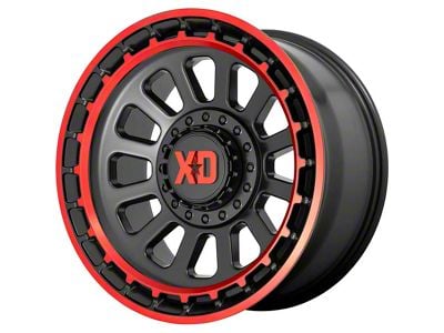 XD Omega Satin Black Machined Lip Red Tint 6-Lug Wheel; 20x10; -18mm Offset (16-24 Titan XD)