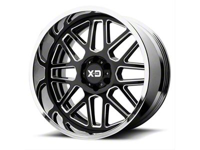 XD Grenade Gloss Black Milled with Chrome Lip 6-Lug Wheel; 22x10; -18mm Offset (22-24 Tundra)