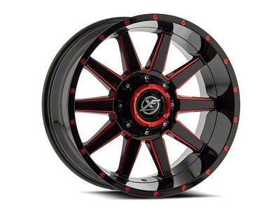 XF Offroad XF-219 Gloss Black Red Milled 6-Lug Wheel; 20x10; -24mm Offset (03-09 4Runner)