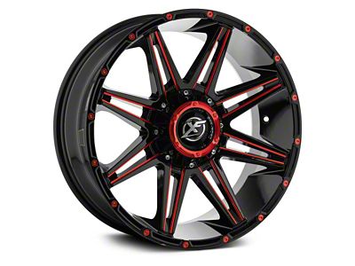 XF Offroad XF-220 Gloss Black Red Milled and Red Milled Dots 6-Lug Wheel; 17x9; 12mm Offset (03-09 4Runner)