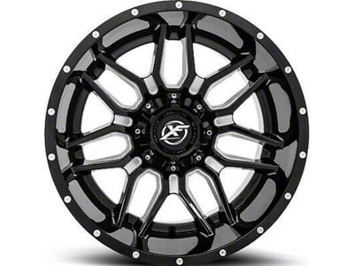 XF Offroad XF-222 Gloss Black Milled 6-Lug Wheel; 22x12; -44mm Offset (03-09 4Runner)