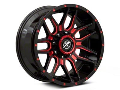 XF Offroad XF-222 Gloss Black Red Milled 6-Lug Wheel; 20x10; -24mm Offset (03-09 4Runner)