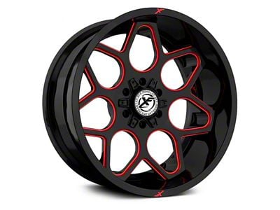 XF Offroad XF-233 Gloss Black Red Milled 6-Lug Wheel; 20x10; -12mm Offset (03-09 4Runner)