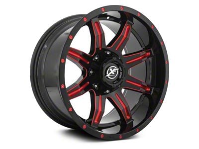 XF Offroad XF-215 Gloss Black Red Milled 6-Lug Wheel; 20x10; -12mm Offset (04-15 Titan)