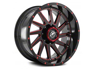 XF Offroad XF-216 Gloss Black Red Milled 6-Lug Wheel; 20x10; -12mm Offset (04-15 Titan)