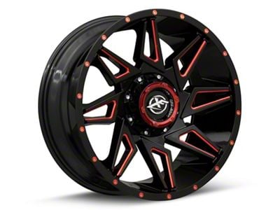 XF Offroad XF-218 Gloss Black Red Milled 6-Lug Wheel; 20x10; -12mm Offset (04-15 Titan)