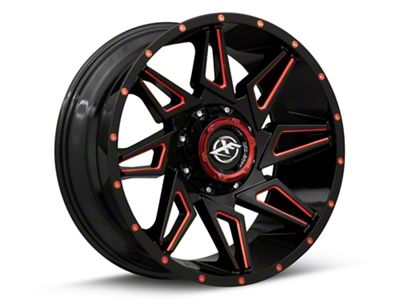 XF Offroad XF-218 Gloss Black Red Milled 6-Lug Wheel; 20x9; 12mm Offset (04-15 Titan)