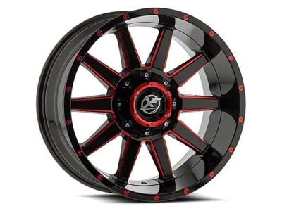 XF Offroad XF-219 Gloss Black Red Milled 6-Lug Wheel; 20x10; -24mm Offset (04-15 Titan)