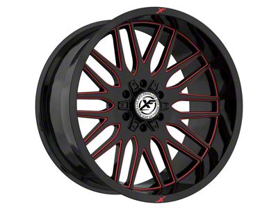 XF Offroad XF-240 Gloss Black Red Milled 6-Lug Wheel; 20x9; 12mm Offset (04-15 Titan)