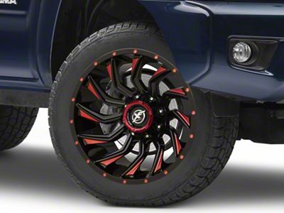 XF Offroad XF-224 Gloss Black Red Milled 6-Lug Wheel; 20x10; -12mm Offset (05-15 Tacoma)