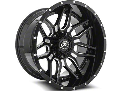 XF Offroad XF-222 Gloss Black Milled 5-Lug Wheel; 20x9; 12mm Offset (07-13 Tundra)