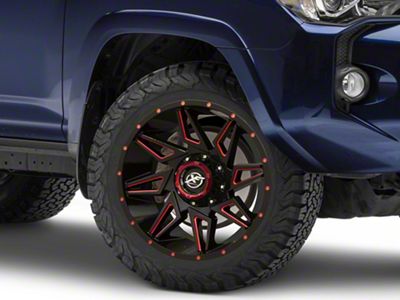 XF Offroad XF-218 Gloss Black Red Milled 6-Lug Wheel; 20x9; 12mm Offset (10-24 4Runner)