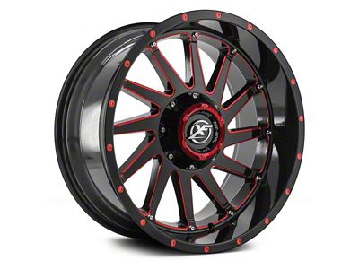 XF Offroad XF-216 Gloss Black Red Milled 5-Lug Wheel; 20x9; 12mm Offset (14-21 Tundra)