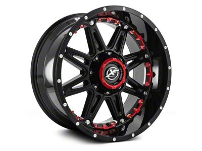 XF Offroad XF-217 Gloss Black with Red Inserts 5-Lug Wheel; 20x9; 12mm Offset (14-21 Tundra)