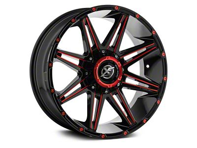 XF Offroad XF-220 Gloss Black Red Milled 5-Lug Wheel; 20x10; -24mm Offset (14-21 Tundra)