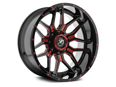 XF Offroad XF-222 Gloss Black Red Milled 5-Lug Wheel; 20x10; -24mm Offset (14-21 Tundra)