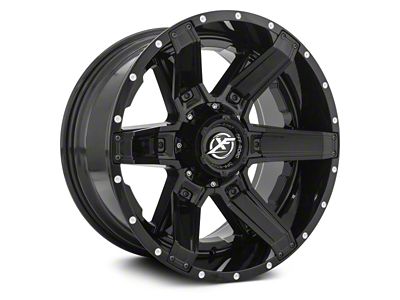 XF Offroad XF-214 Gloss Black with Gloss Black Inserts 6-Lug Wheel; 22x12; -44mm Offset (2024 Tacoma)