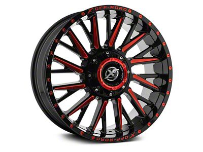 XF Offroad XF-226 Gloss Black Red Milled 6-Lug Wheel; 20x9; 0mm Offset (2024 Tacoma)