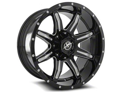 XF Offroad XF-215 Gloss Black and Milled 6-Lug Wheel; 20x9; 0mm Offset (10-24 4Runner)