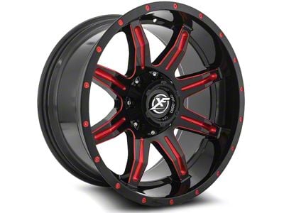 XF Offroad XF-215 Gloss Black and Red Milled 6-Lug Wheel; 20x10; -12mm Offset (10-24 4Runner)