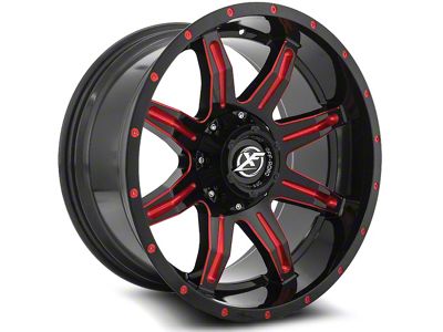 XF Offroad XF-215 Gloss Black and Red Milled 6-Lug Wheel; 24x12; -44mm Offset (03-09 4Runner)