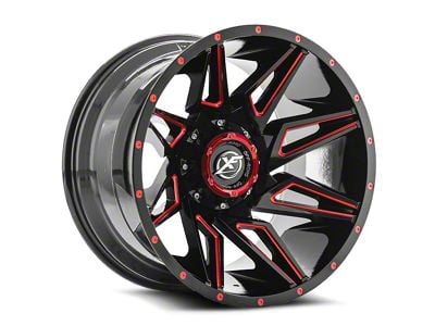 XF Offroad XF-218 Gloss Black and Red Milled 6-Lug Wheel; 20x10; -12mm Offset (10-24 4Runner)